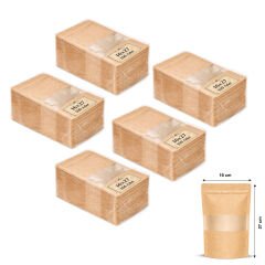 Kraft Pencereli Kilitli Doypack 16x27 cm 100 lü x 5 Paket