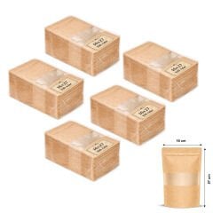 Kraft Pencereli Kilitli Doypack 16x27 cm 100 lü x 5 Paket