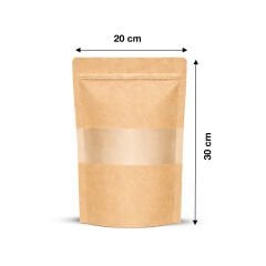 Kraft Pencereli Kilitli Doypack 20x30 cm 100 lü 1 Paket