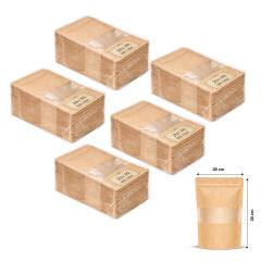 Kraft Pencereli Kilitli Doypack 20x30 cm 100 lü x 5 Paket