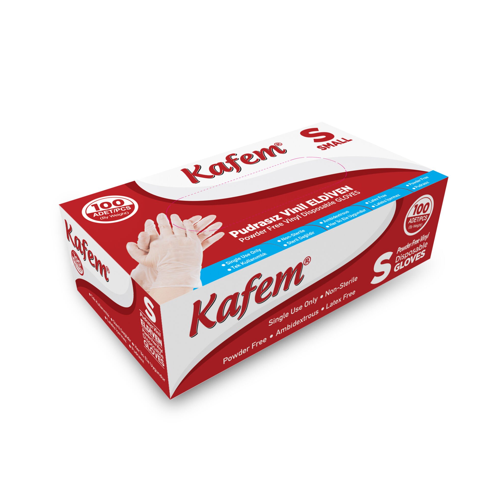 Kafem Beyaz Vinil Eldiveni Pudrasız (S) 100 Adet
