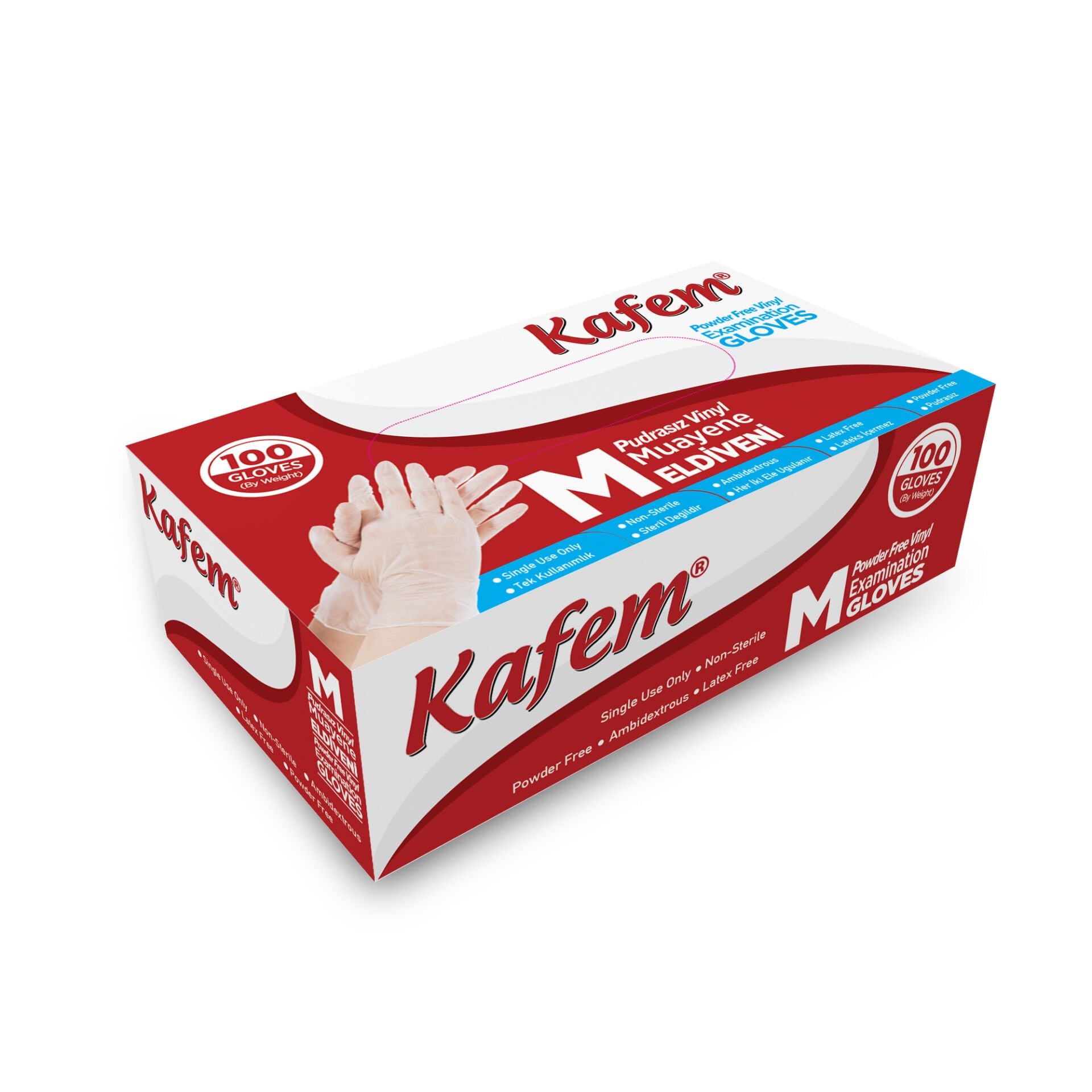 Kafem Beyaz Vinil Eldiveni Pudrasız (M) 100 Adet