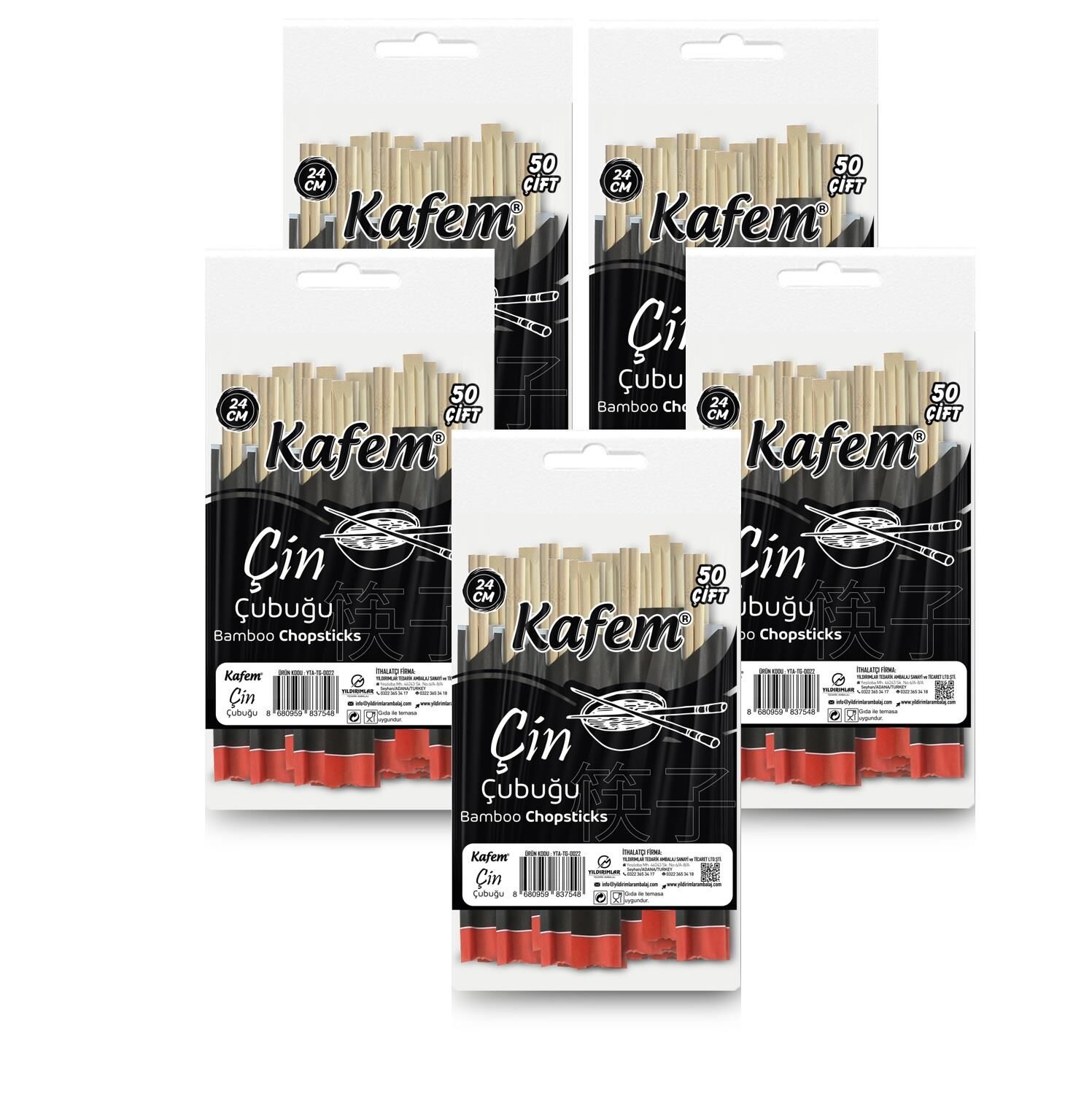 Bambu Çin Çubuğu (Chopsticks) 24 cm - 50 Çift x 5 Paket - Kafem