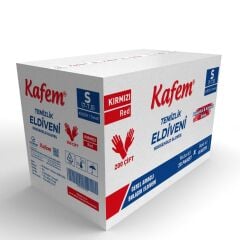 Kafem Temizlik Eldiveni (7-7,5) Small Kırmızı X 200 Paket (Koli)