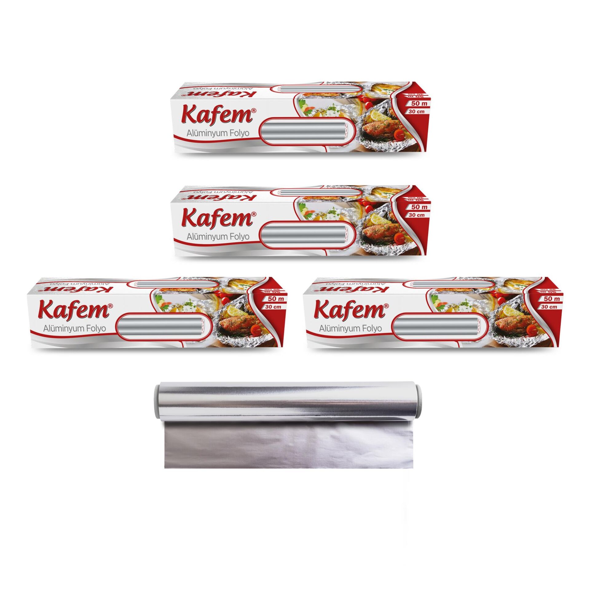 Kafem Aluminyum Folyo 30cm x 50m 10mic x 4 Paket