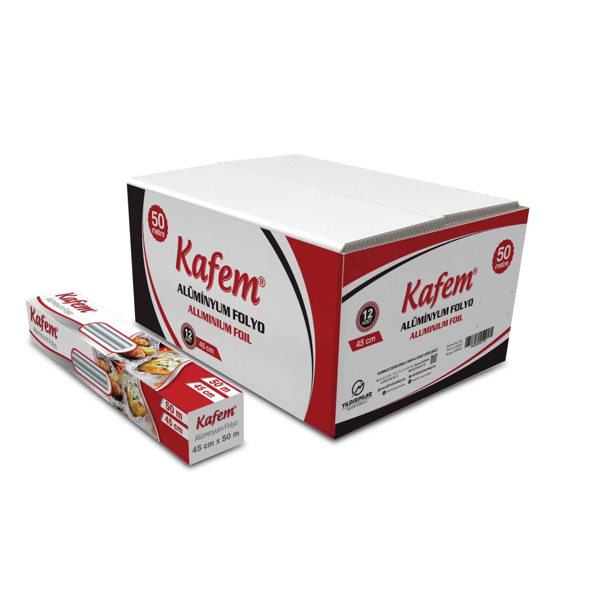 Kafem Aluminyum Folyo 45cm x 50m 10mic x 12 Paket (Koli)