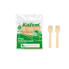Kafem Ahşap Dondurma Kaşığı 50 Adet x 100 Paket (Koli)