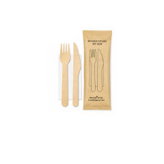 Ahşap Set Çatal-Bıçak-Peçete 50 Adet x 1 Paket