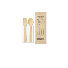 Ahşap Set Çatal-Kaşık-Peçete 50 Adet x 1 Paket