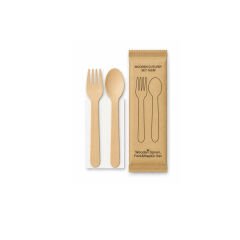 Ahşap Set Çatal-Kaşık-Peçete 50 Adet x 10 Paket