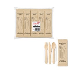 Ahşap Set Kaşık-Çatal-Peçete-Bıçak 50 Adet x 10 Paket