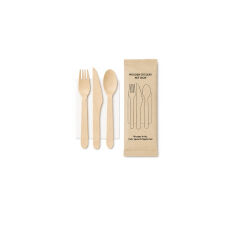 Ahşap Set Kaşık-Çatal-Peçete-Bıçak 50 Adet x 10 Paket