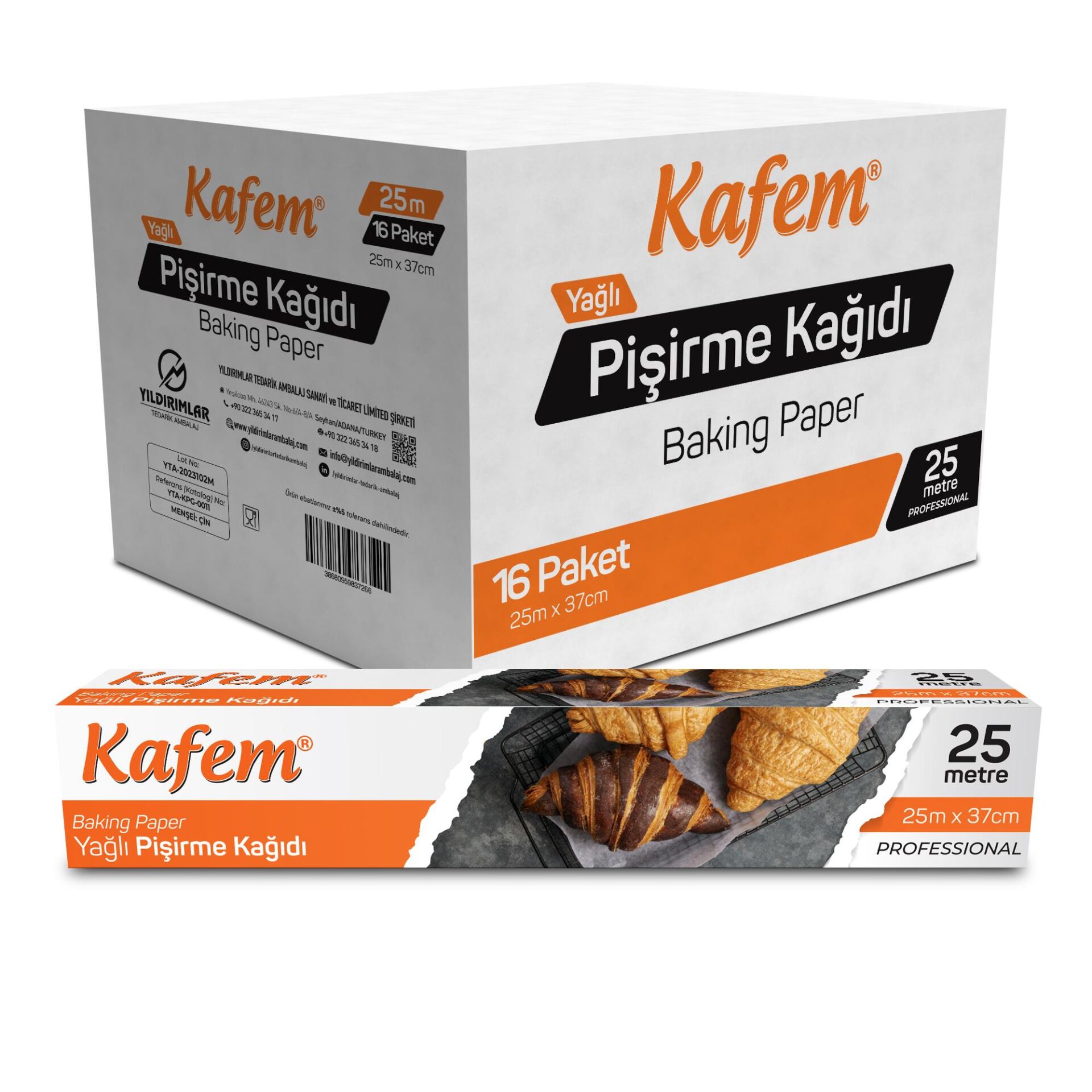 Kafem Yağlı Pişirme Kağıdı 37cm x 25m x 16 Paket (Koli)