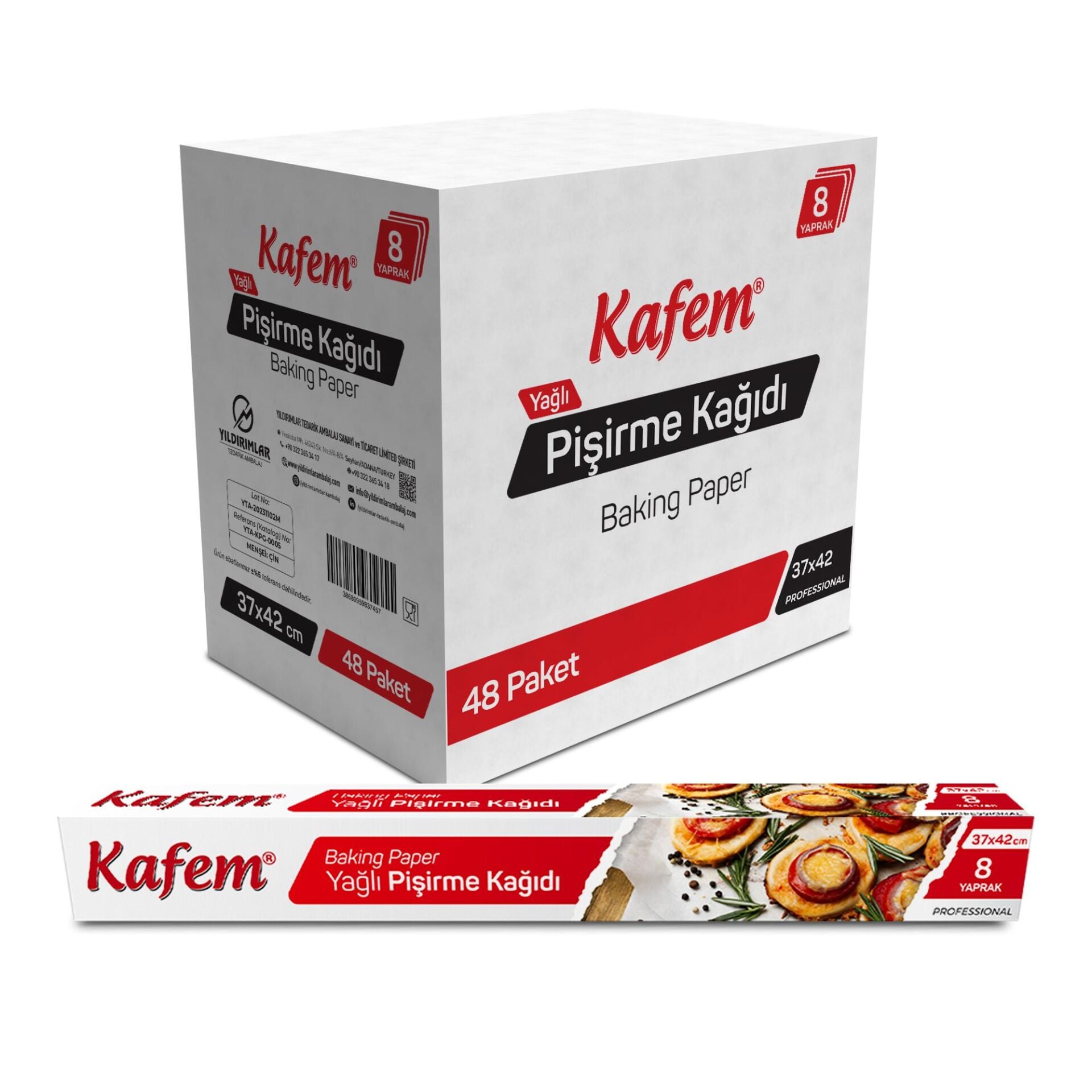 Kafem Yağlı Pişirme Kağıdı 37x42cm 8 Yaprak x 48 Paket (Koli)