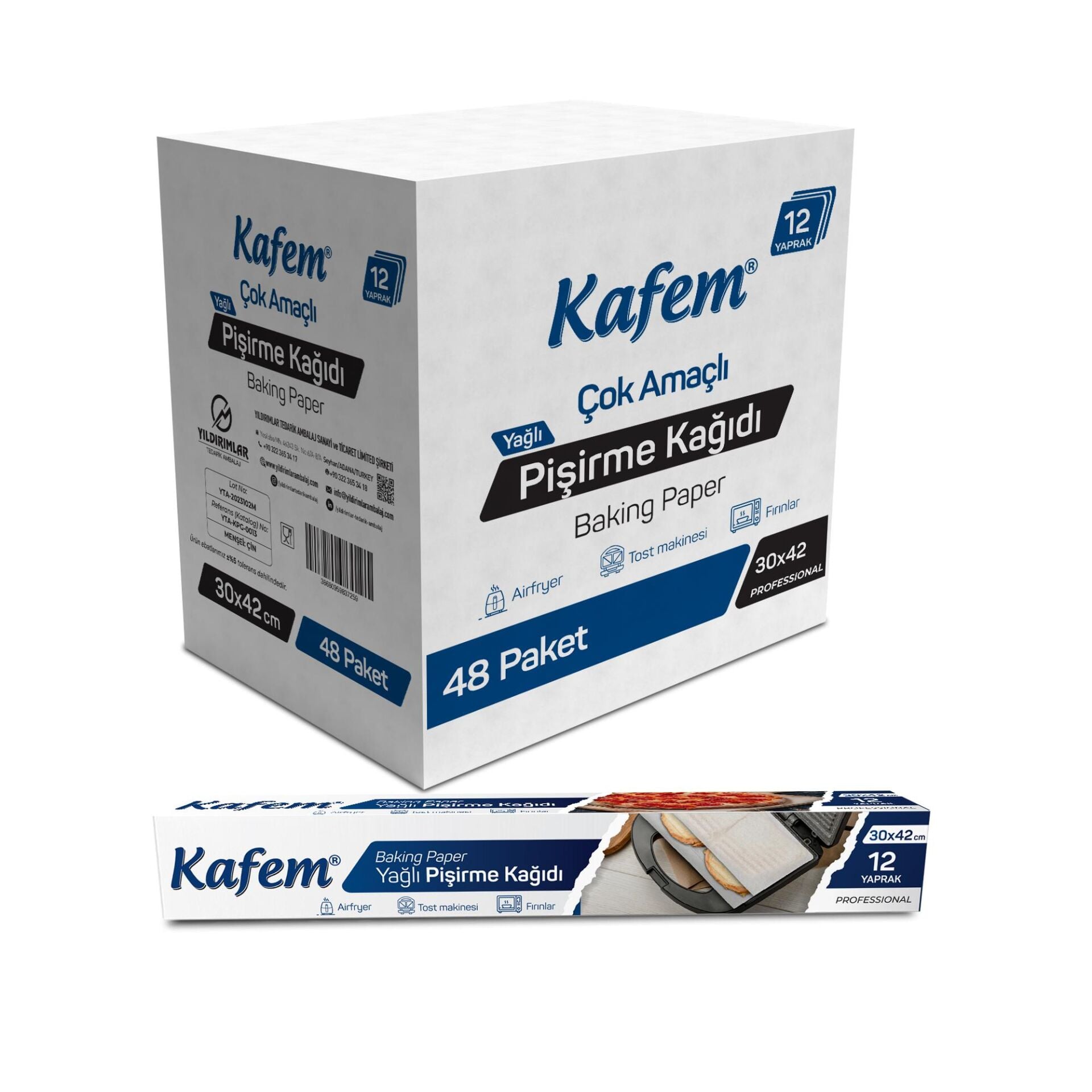 Kafem Yağlı Pişirme Kağıdı 30x42cm 12 Yaprak x 48 Paket (Koli)